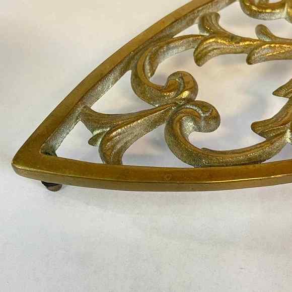 Vintage Solid Brass Trivet Iron Stand‎ Decorative Kitchen Dining - Picture 2 of 9